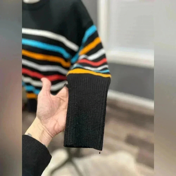 Philosophy Sweater Size Small Black With Multicolor Stripes Viscose - Picture 3 of 6